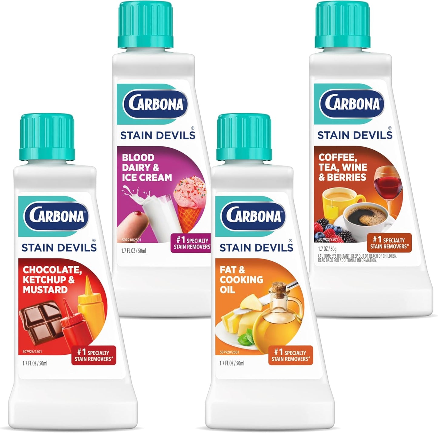 Carbona Stain Devils #6 (1.7 Fl Oz), Targeted Spot Cleaner for Grass, Dirt & Make-Up Stains, Safe on Skin & Washable Fabrics