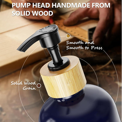 Cisily Kitchen Dish Soap Dispenser Set with 2 Pack 16.9oz Black Glass Bottle and Sponge Holder, Dish Soap Dispensers with Adjustable Sponge Holder, Vintage Hand and Dish Soap Dispensers Set