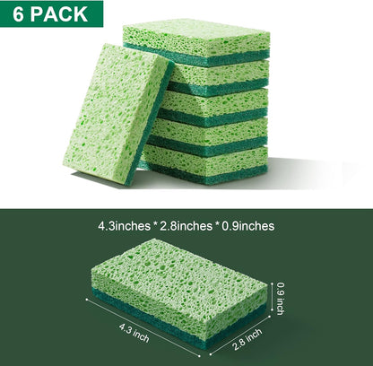 JOYMOOP Textured Clean Sponges, Dual-Sided Non-Scratch Soft Scrub Dish Sponge, Safe for Non-Stick Cookware, Kitchen and Household Cleaning, 12 Pack [Grey & White]
