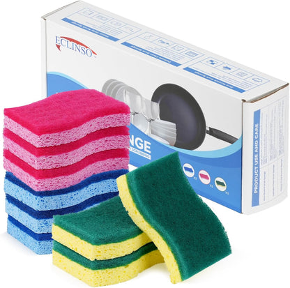 9 Pack Zero Scratch Scrub Sponges, Non-Scratch Dish Scrubbers for Nonstick Pans, Multi-Surface Safe Cleaning Sponges for Kitchen & Bathroom