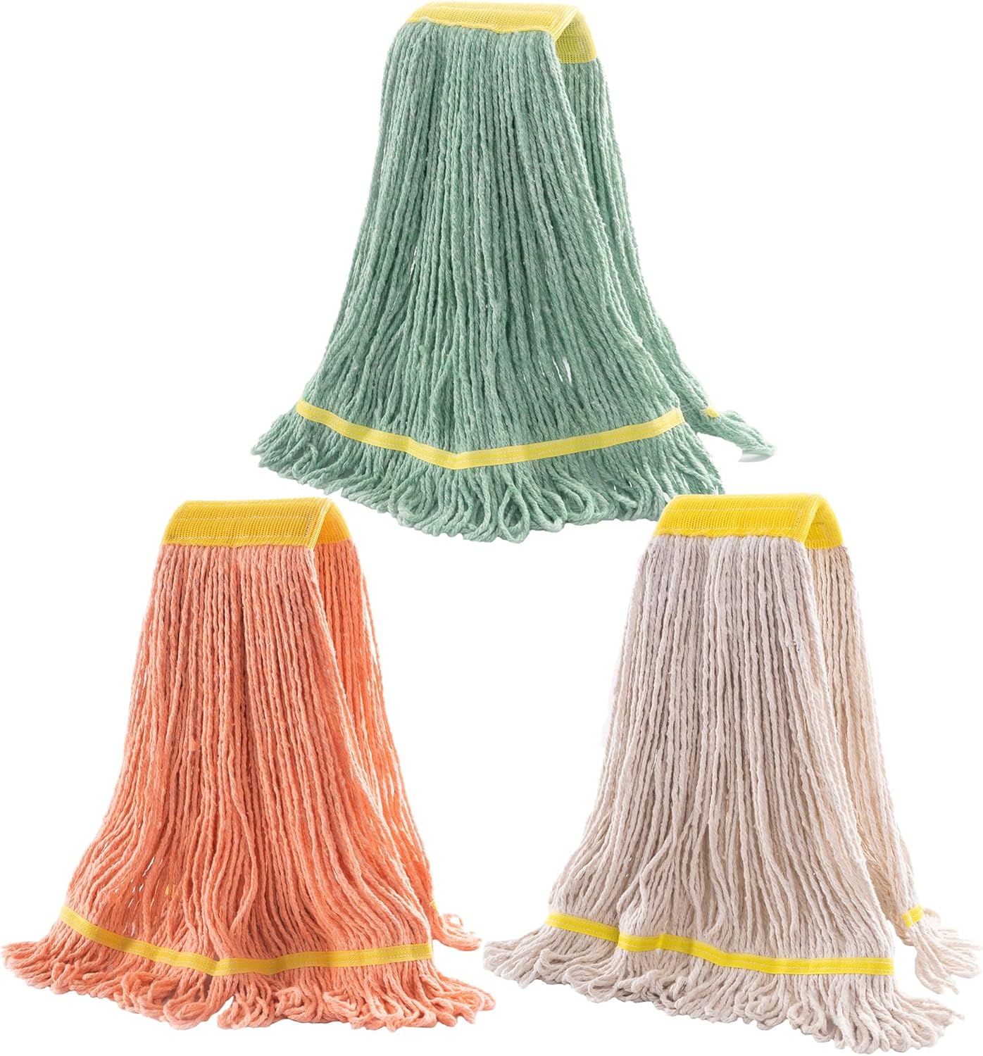 Matthew Cleaning Heavy Duty Mop Head Commercial Replacement for General and Floor Cleaning , Wet Industrial Blue Cotton Looped End String Head Refill (Pack of 6) Blue