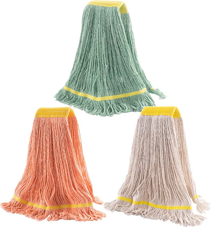 Matthew Cleaning Heavy Duty Mop Head Commercial Replacement for General and Floor Cleaning , Wet Industrial Blue Cotton Looped End String Head Refill (Pack of 6) Blue