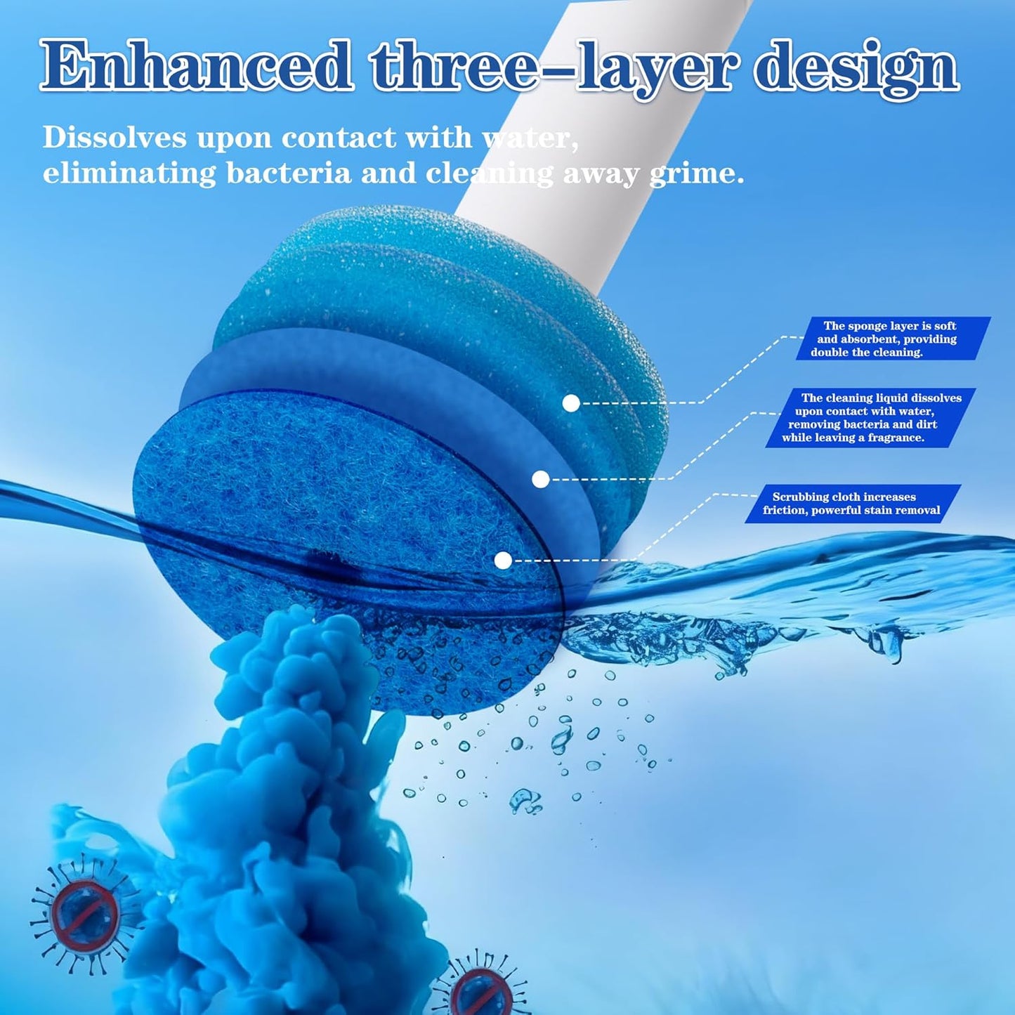 Disposable Toilet Brush,with 24 Refill Heads and Holder,Clean Brush Starter Kit,with 1 Toilet Wand, 1StorageCaddy and,3Fragrant Tablet, Toilet Wand Kit,Deep Cleaning Bathroom.