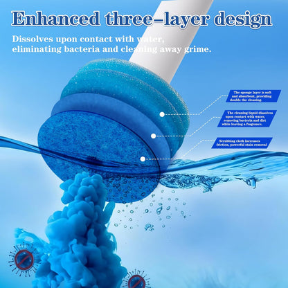 Disposable Toilet Brush,with 24 Refill Heads and Holder,Clean Brush Starter Kit,with 1 Toilet Wand, 1StorageCaddy and,3Fragrant Tablet, Toilet Wand Kit,Deep Cleaning Bathroom.