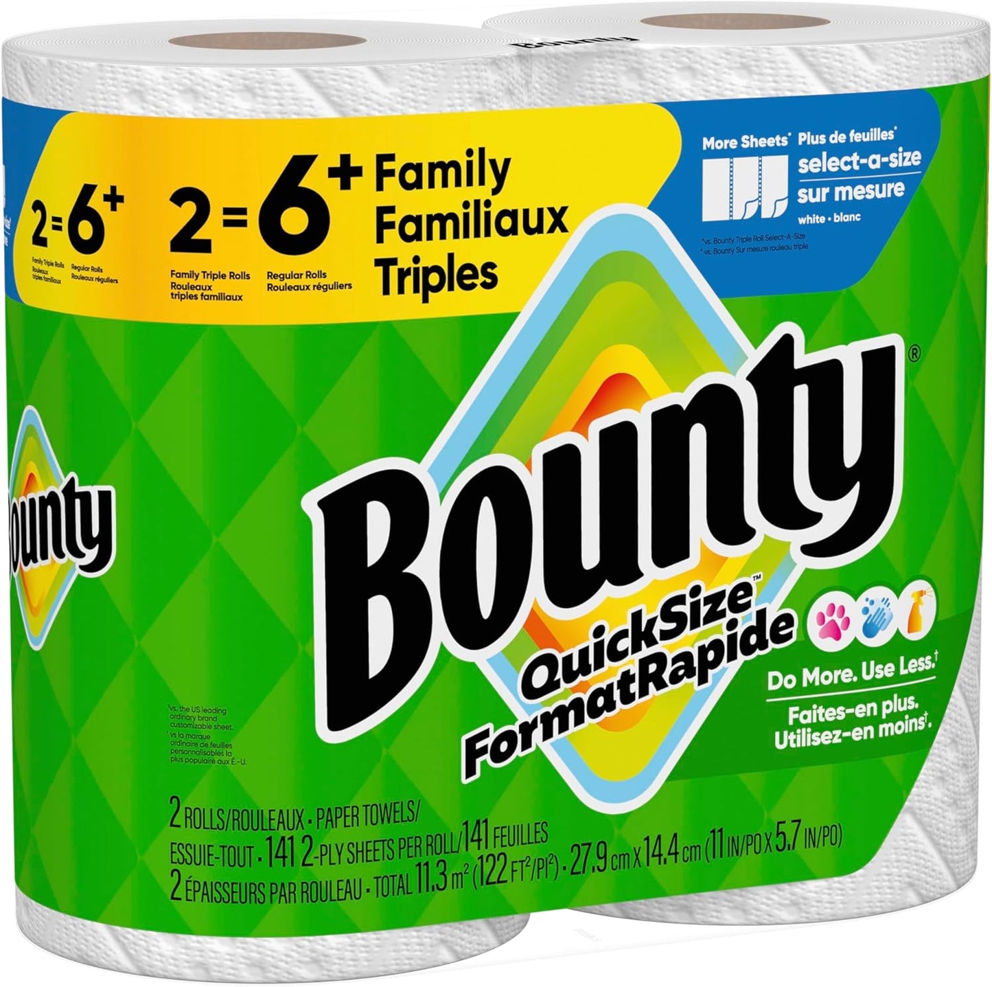 Bounty Quick Size Paper Towels, White, 8 Family Rolls