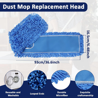 3 Pack 36 Inch Dust Mop Replacement Head Washable Medium Microfiber Mop Head for Commercial and Residential Use