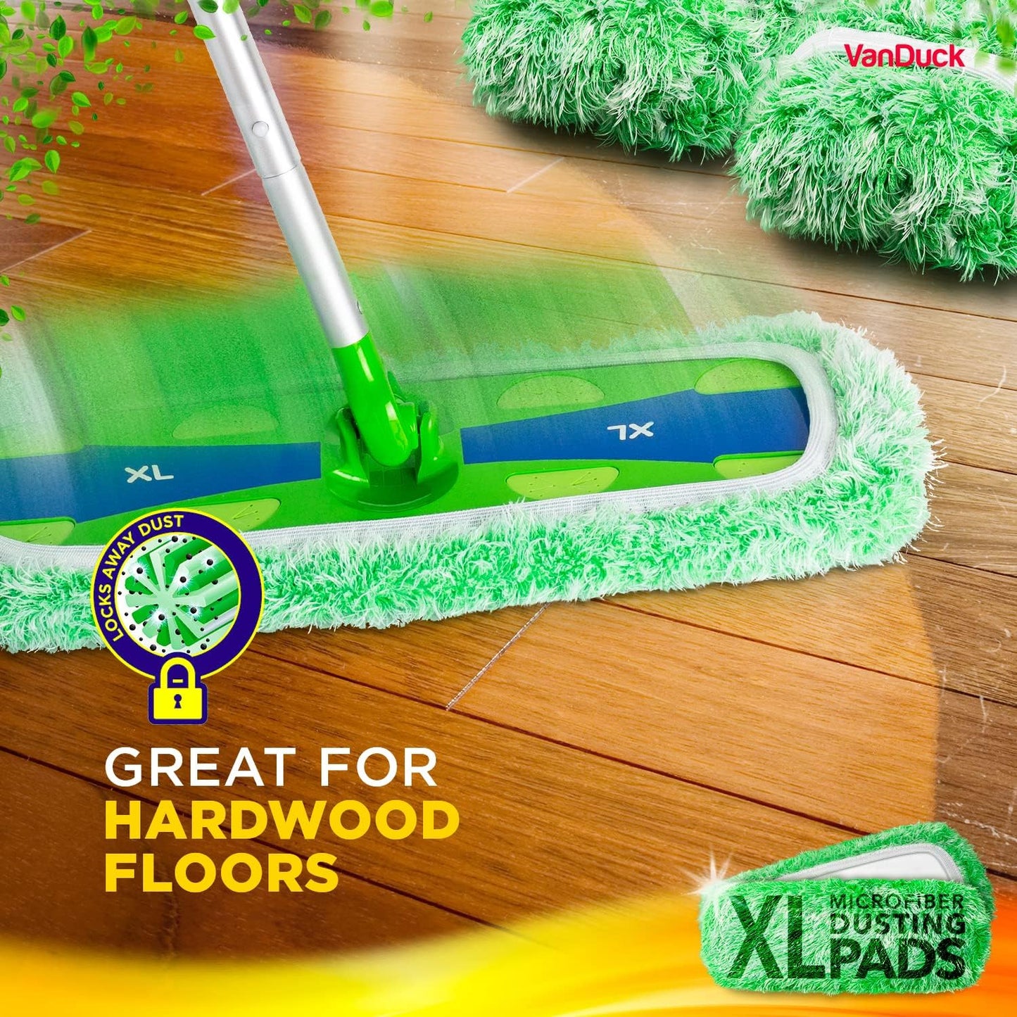 VanDuck XL Cotton Mop Pads Compatible with Swiffer XL (2 Pack) - Extra Large Wet and Dry Pads Refills - Cotton Covers Reusable Mop Heads (Handle is Not Included)