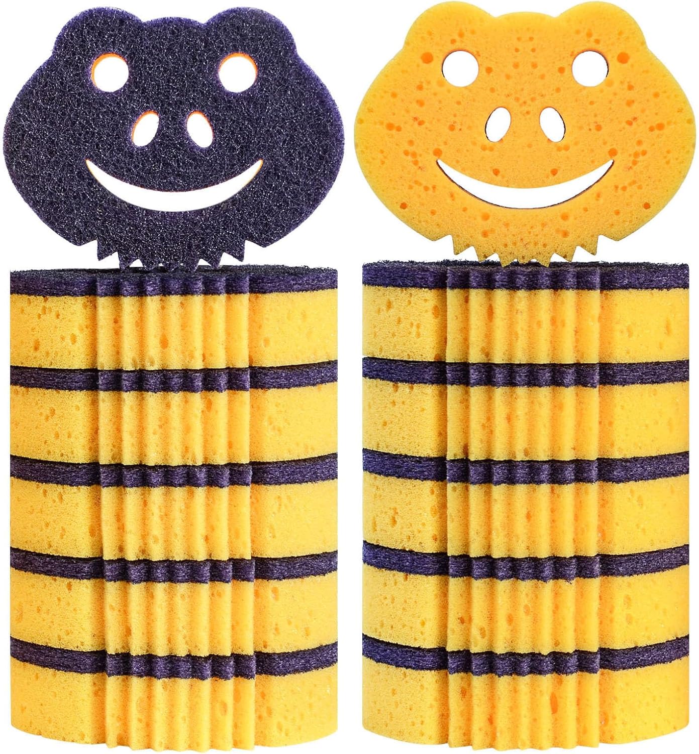 SmilePowo 12 Pack Frog Dual-Sided Multi-Functional Premium Cleaning Sponges,Scrub Sponges,Dishwashing Sponge for Heavy Duty Scouring Pads,Kitchen,Furniture,Dish,Bathroom