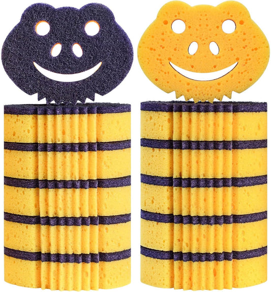SmilePowo 12 Pack Frog Dual-Sided Multi-Functional Premium Cleaning Sponges,Scrub Sponges,Dishwashing Sponge for Heavy Duty Scouring Pads,Kitchen,Furniture,Dish,Bathroom
