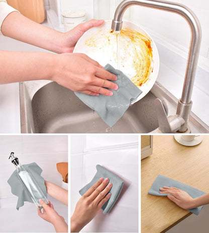 KitchLife Microfiber Cleaning Cloth Roll - Tear-Away Reusable Microfiber Paper Towels, Lint-Free, Washable, 20 Sheets for Kitchen, Car, Dishes, and Sensitive Surfaces (Pink)
