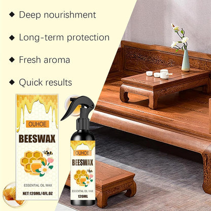 Natural Beeswax Repairing and Care Spray – Beeswax Wood Polish & Cleaner, Furniture Polish Spray, Wood Conditioner & Restorer for Floors, Cabinets, Tables and Wood Surfaces (1 PCS)