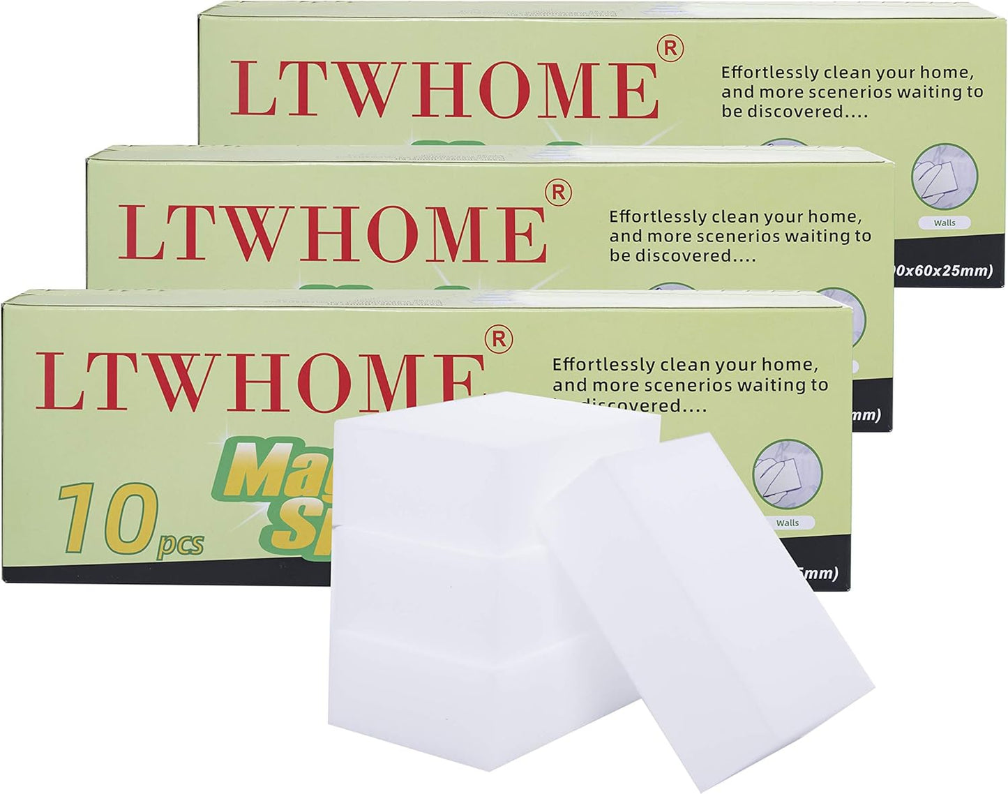 LTWHOME Magic Cleaning Sponge Medium Size Multi-Functional Melamine Foam for Kitchen, Bathroom, Wall(Pack of 30)