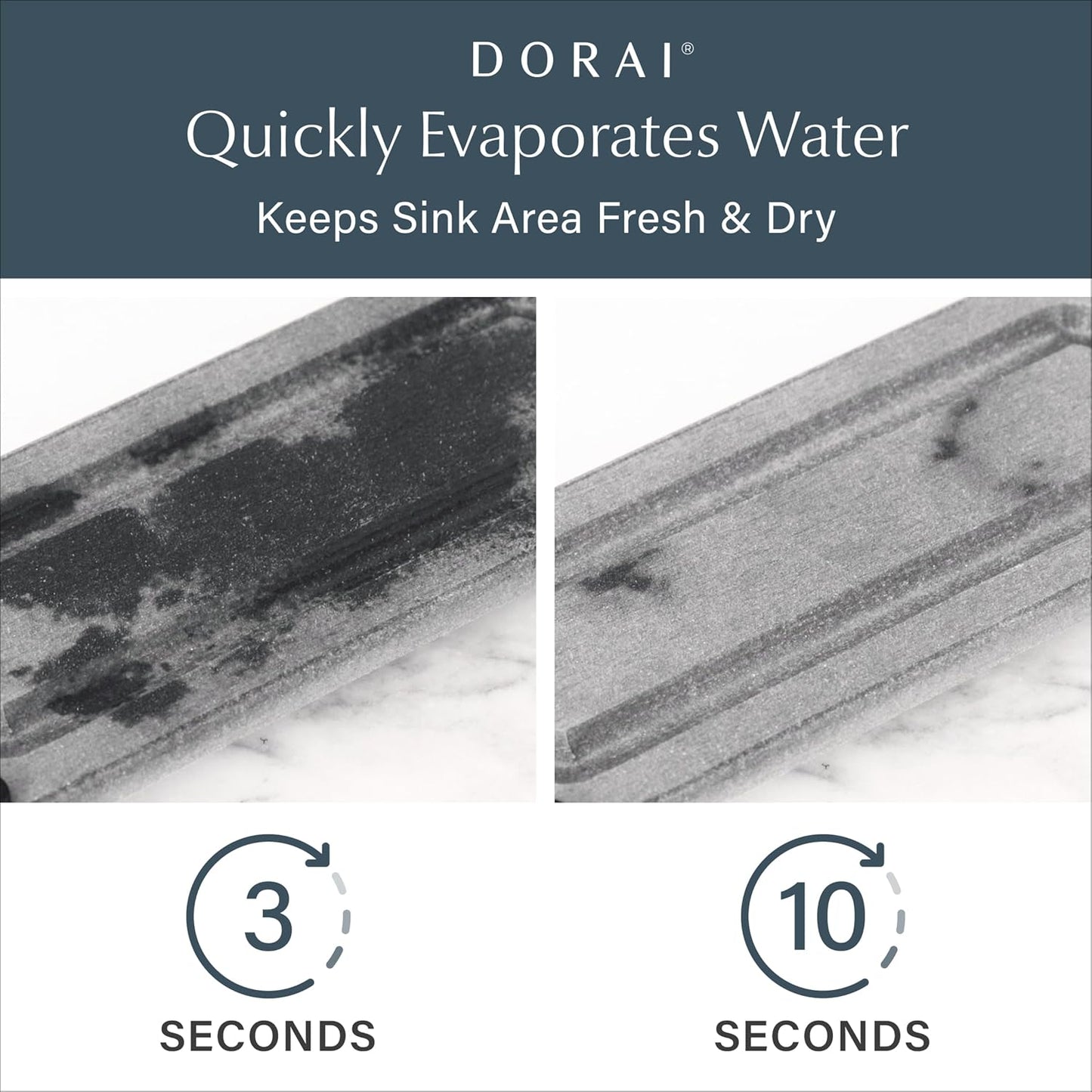 Dorai Home Stone Kitchen Sink Caddy - Diatomaceous Earth Sink Tray with Stainless Steel Feet, Water-Absorbing Countertop Organizer for Kitchen or Bathroom - Sandstone