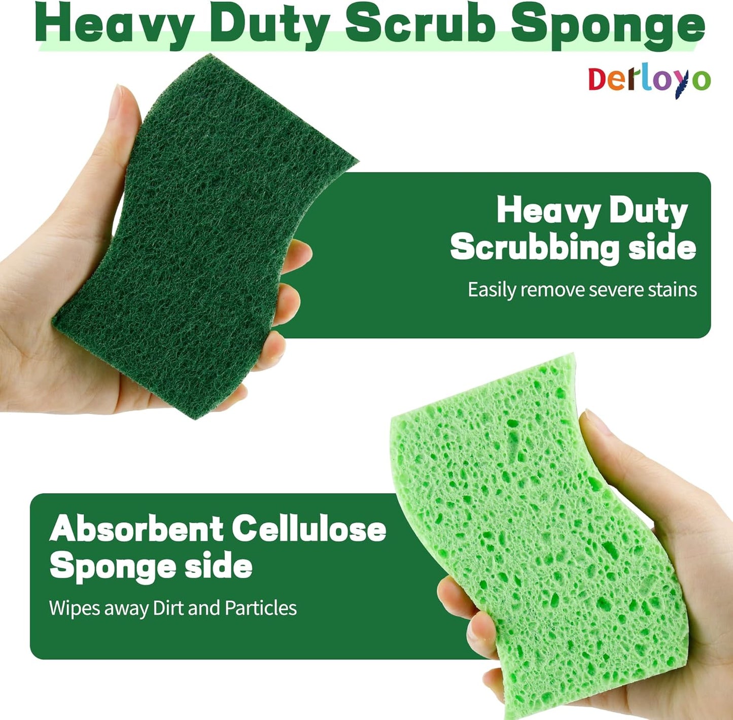 12 Count Non-Scratch Dish Sponges Kitchen, Long Lasting Cleaning Sponges for Dishes,Dual Sided Kitchen Sponges, Cleans Fast Without Scratching, Easy to Dry and Reusable-Blue