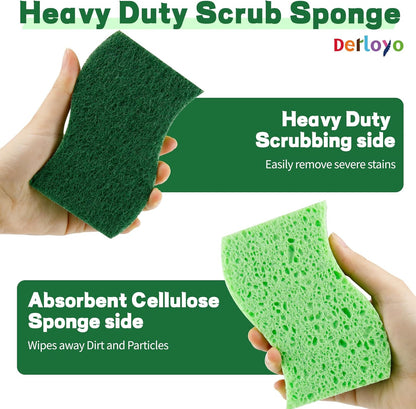 12 Count Non-Scratch Dish Sponges Kitchen, Long Lasting Cleaning Sponges for Dishes,Dual Sided Kitchen Sponges, Cleans Fast Without Scratching, Easy to Dry and Reusable-Blue