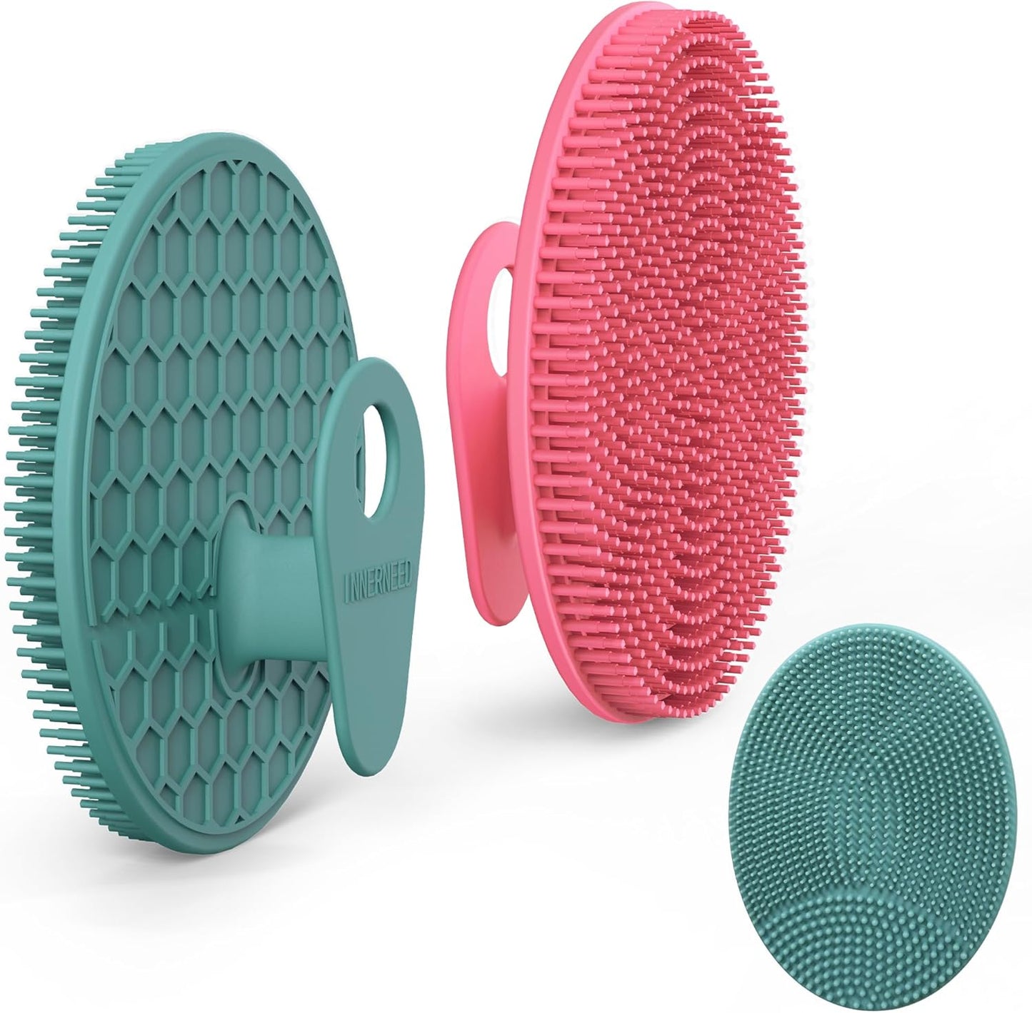INNERNEED Food-Grade Soft Silicone Body Scrubber Shower Brush Handheld Cleansing Skin Brush, Gentle Exfoliating and Lather Well (Black)