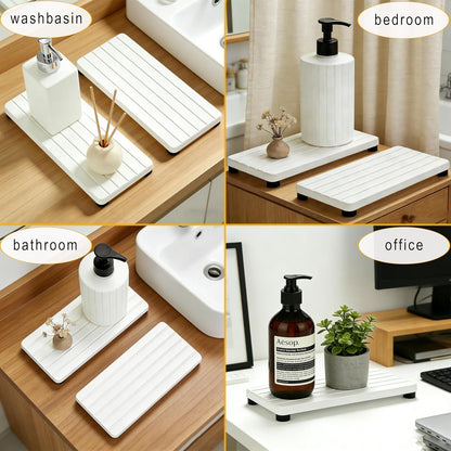 Instant Dry Sink Tray, Anti-Slip Stone Sink Caddy, Durable Kitchen Sink Organizer, Quick Dry Water Absorbing Stone Tray for Bathroom Counter, Stone Soap Tray -Dark Gray