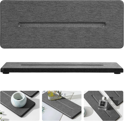 Fast Water Absorption Sink Organizer Tray Set, 3-Pack Compact and Space-Saving Stone Soap Holder Caddy for Kitchen & Bathroom Counter, Faucet Splash Guard, White (1pc of 8"x3.8" + 2pcs of 3.8"x3.8")