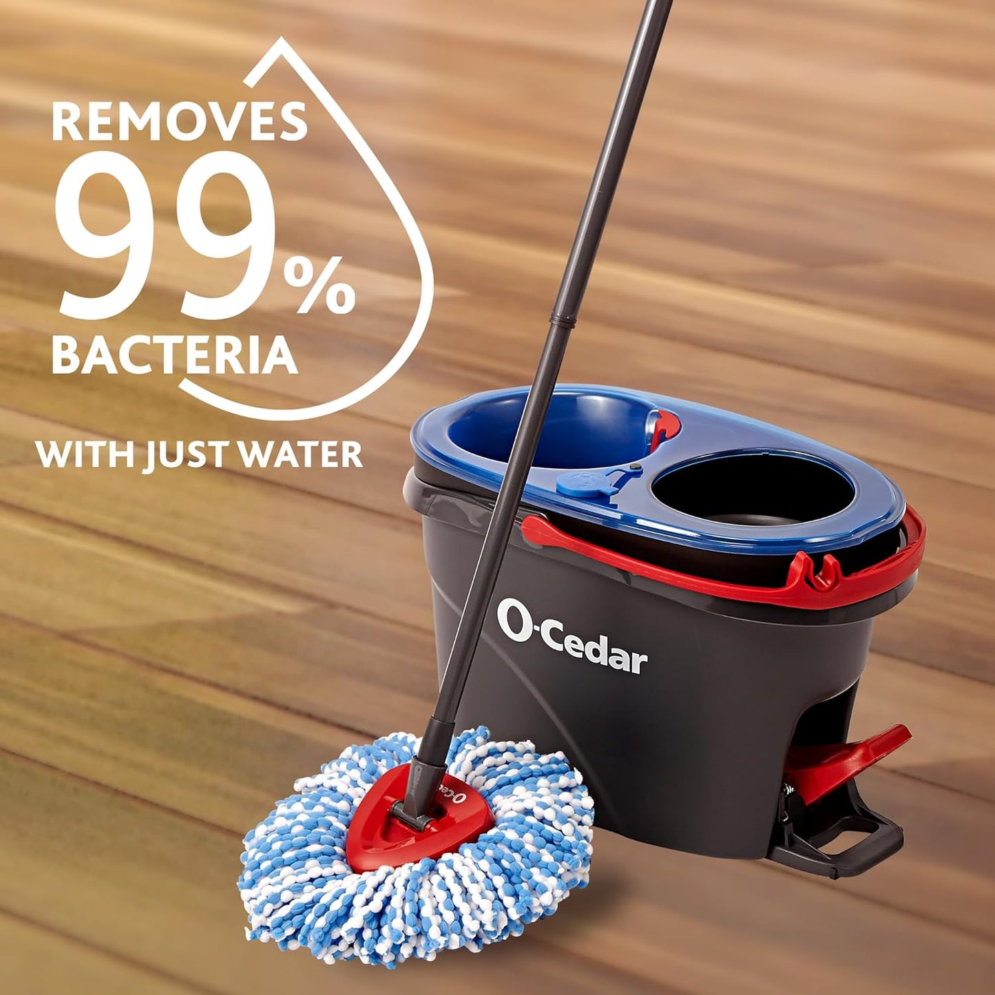 O-Cedar RinseClean Spin Mop & Bucket System | Microfiber Floor Cleaning System | Includes 3 Mop Heads (1 Standard+ 2 Deep Clean Refills) | Machine Washable & Reusable