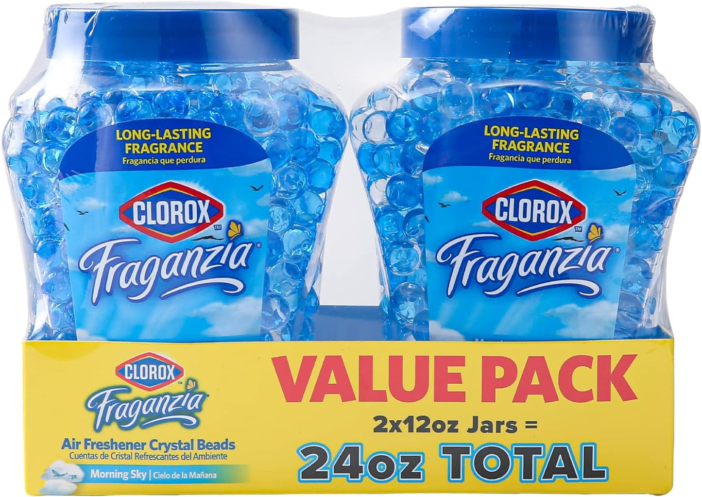 Clorox Fraganzia Crystal Beads Air Freshener, Long Lasting Room Deodorizer and Odor Eliminator Gel Beads to Freshen Home, Car, or Office, Lavender with Eucalyptus Scent, 12 Fl Oz