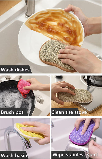 5 Pack Dish Sponges, Microfiber Scrub Sponges for Kitchen,Heavy Duty Non-Scratch Dish Washing Scouring Pads, Soft Dish Scrubbers Scrubbing Pads Cloth for Fast Cleaning Pots Pans Dishes (Random Color)