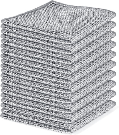 Aidoclip 10PCS Set Non-Scratch Steel Wool Dishcloth - Multi Purpose Wire Dishwashing Rags Kitchen Towels and Dishcloths Sets Durable Cleaning Pads Bathroom Home Essentials Cleaning Supplies Tools