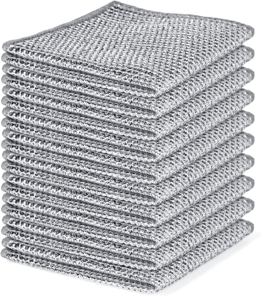 Aidoclip 10PCS Set Non-Scratch Steel Wool Dishcloth - Multi Purpose Wire Dishwashing Rags Kitchen Towels and Dishcloths Sets Durable Cleaning Pads Bathroom Home Essentials Cleaning Supplies Tools