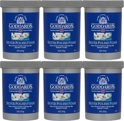 Goddard’s Silver Polish Foam – Silver Jewelry Cleaner for Antiques, Accessories, Ornaments & More – Silver Cleaner for Silverware Protection – Tarnish Remover for Jewelry w/Sponge Applicator (6 oz)