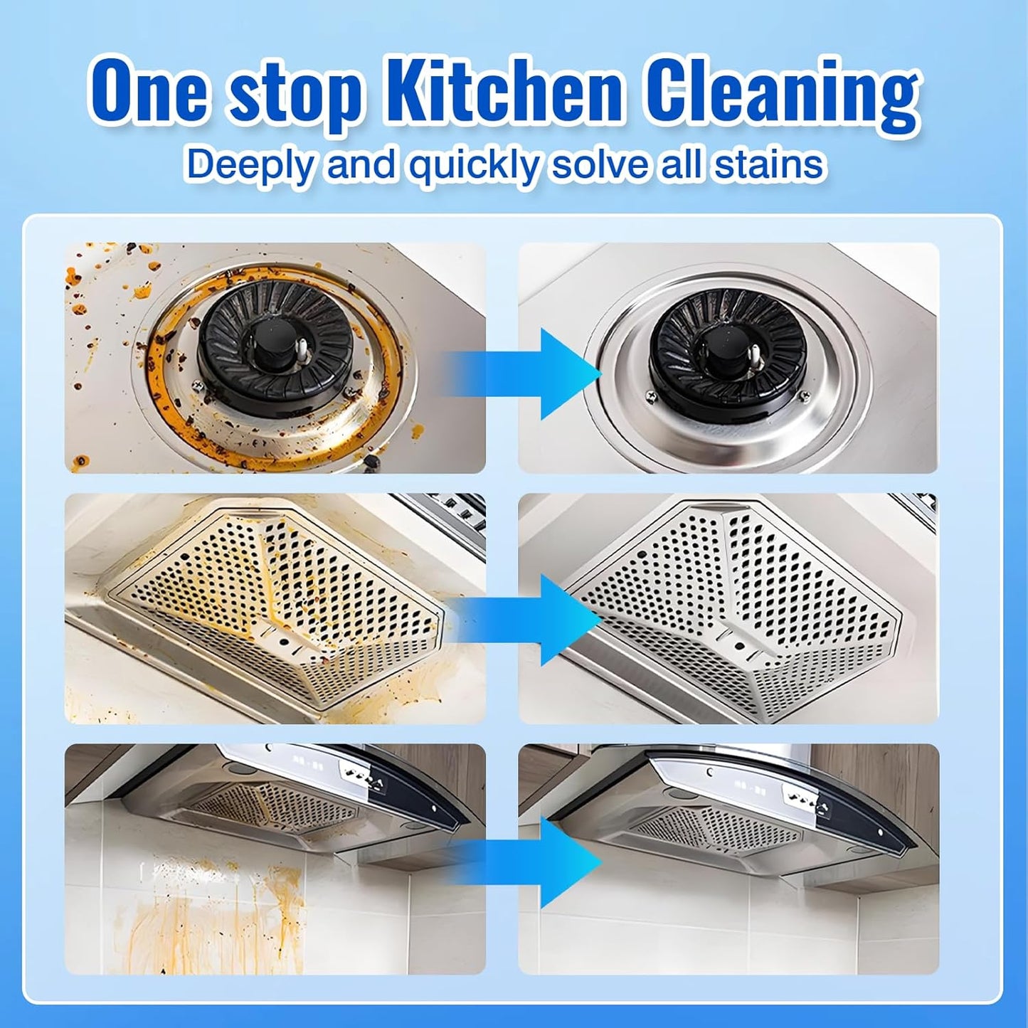 Snowlily 2PCS Kitchen Cleaner Spray Stubborn Stains Cleaner Powerful Heavy Duty Degreaser & Grease Remover for Stovetops,Range Hoods,Cabinets-Multi-Purpose Foam Cleaning Supplies