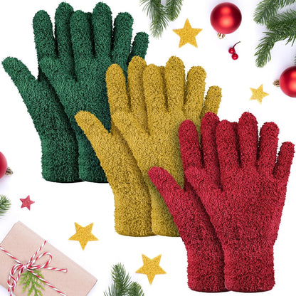 Patelai 3 Pairs Microfiber Plant Dusting Gloves Leaf Cleaning Gloves for Indoor Plants, Blinds, Furniture, House (Green Yellow,Blue,Pink,Medium)