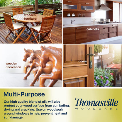 Thomasville LEMON OIL POLISH - Wood Cleaner & Furniture Polish, Cleans, Renews, Restores & Rejuvenates Surfaces, Protects Wood from Drying or Cracking, Leaves a Shiny Finish, 16oz