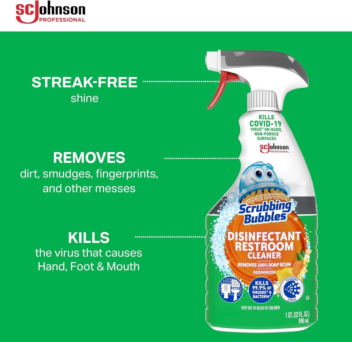 SC Johnson Professional Scrubbing Bubbles Disinfectant Restroom Cleaner, 128oz / Case Qty 4