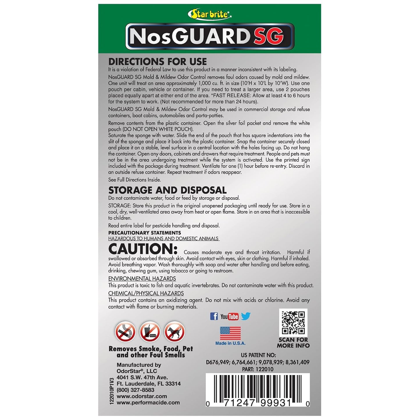 STAR BRITE Mold & Mildew Odor Eliminator - 10 Grams - ClO2 Gas Generator - Powerful Chlorine Dioxide Vapor - Long-Lasting Odor Control - Ideal for Homes, Boats & Commercial Spaces (122010)