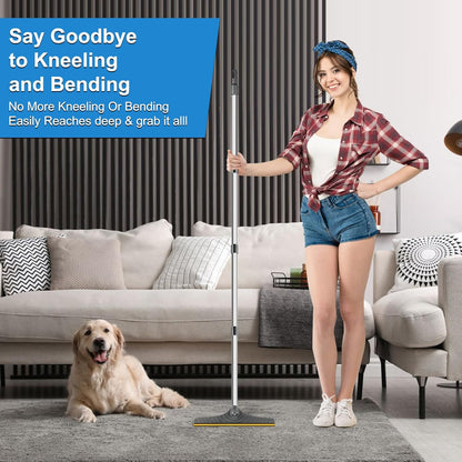 5FT Carpet Rake Pet Hair Remover, Reusable Carpet Rake with Telescopic Handle for Pet Hair Removal Tool Dog Cat Fur Remover Broom for Rugs, Mats, Beds, Stairs (Blue)
