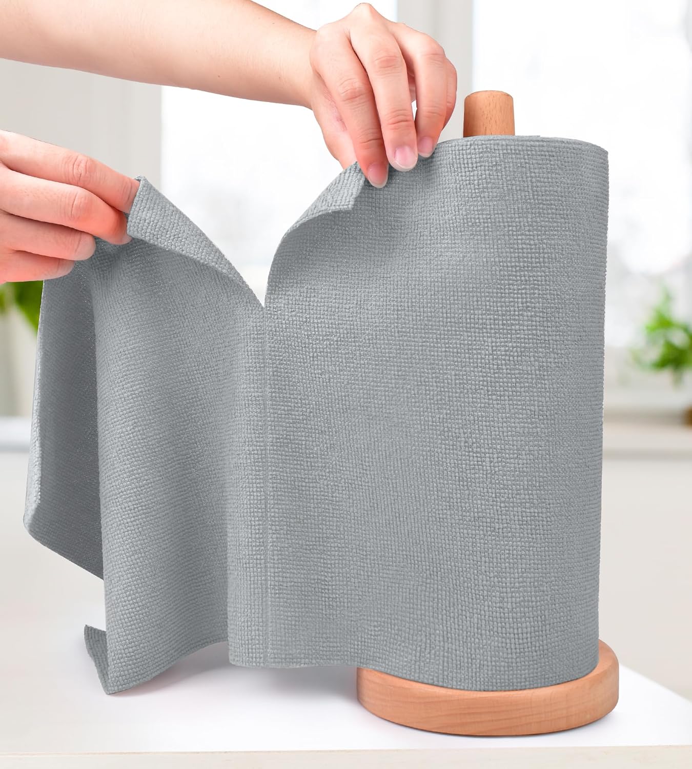 KitchLife Microfiber Cleaning Cloth Roll - Tear-Away Reusable Microfiber Paper Towels, Lint-Free, Washable, 20 Sheets for Kitchen, Car, Dishes, and Sensitive Surfaces (Pink)