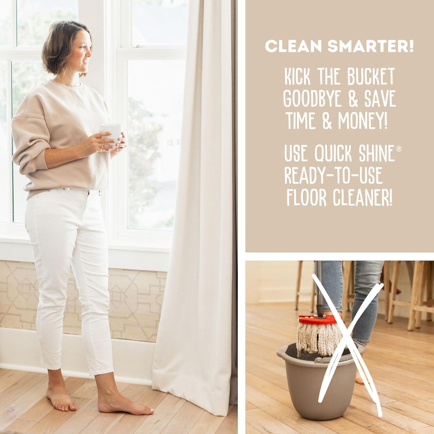 Quick Shine Hardwood Floor Cleaner 64oz | Use in Spray & Vac Mops | Removes Dirt & Scuff Marks | Ready-to-Use, Streak Free, No Rinse | Safer Choice Cleaner |Perfect for Gentle and Effective Cleaning