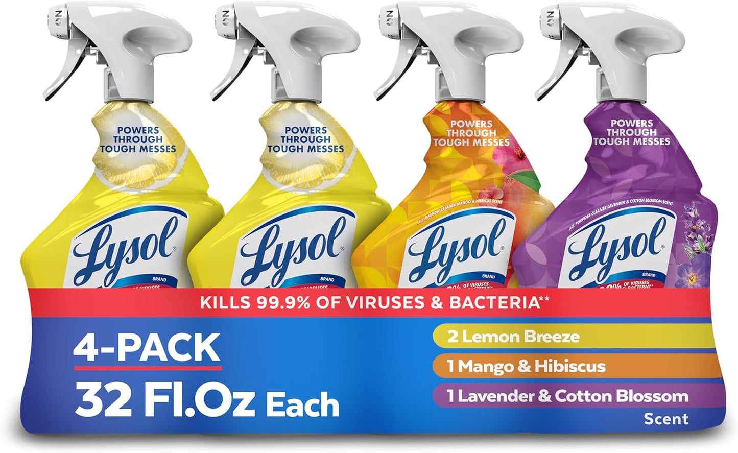 Lysol All Purpose Cleaner Spray, Multi-Purpose Disinfecting Spray, Kitchen & Bathroom Cleaner, Lemon Breeze Scent, 32 Fl Oz
