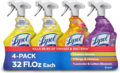 Lysol All Purpose Cleaner Spray, Multi-Purpose Disinfecting Spray, Kitchen & Bathroom Cleaner, Lemon Breeze Scent, 32 Fl Oz (Pack of 2)