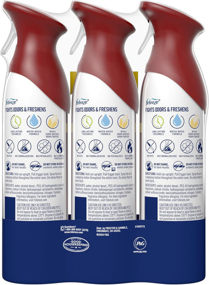 Febreze Air Freshener Spray, Odor-Fighting Room Spray, Crisp Fall Breeze, Cuddle Weather, Baked Cinnamon Apple, 8.8oz, 3 Count