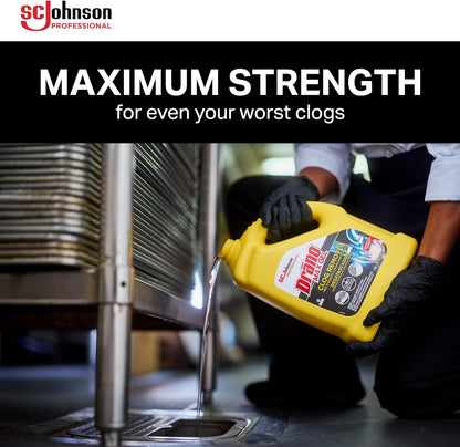 SC Johnson Professional Drano 696642 Max Gel Clog Remover, Bleach Scent, 128 oz Bottle, 4/Carton