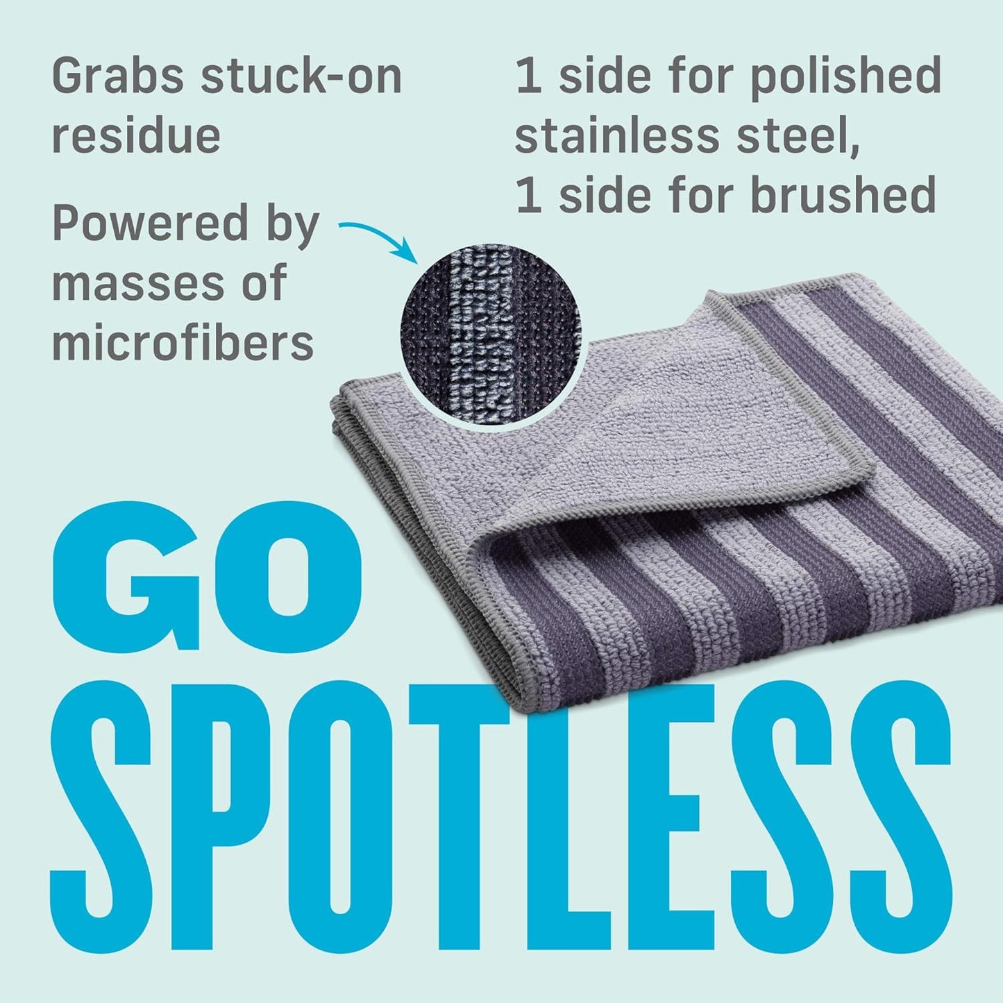 E-Cloth Stainless Steel Microfiber Cleaning Cloth Kit - Stainless Steel Cleaner for Appliances, Oven, Stove, & More - Microfiber Towels for Cars - Reusable Cloths for Cleaning