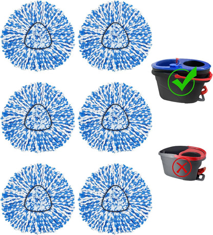 Mop Head Replacement Compatiable with Ocedar RinseClean 2-Tank System, Mircofiber Mop Heads Refill and Scrub Brush for O Cedar Rinseclean Spin Mop, 6 Pack Mop Refills & 2 Scrub Head for Floor Cleaning
