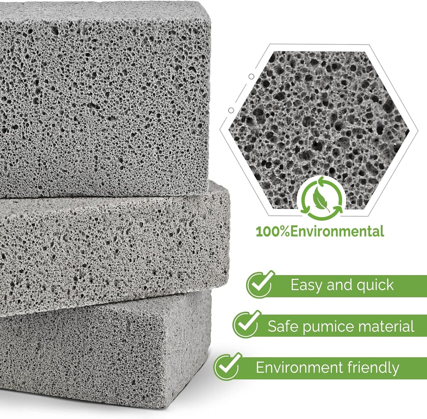 Maryton Grill Stone Cleaning Brick - Griddle Grills Cleaning Kit Block Pumice Stone for Removing Stains BBQ Grease, 3 Count