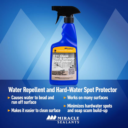 Miracle Sealants 511 Glass Tile & Shower Door Sealer Glass Surface Cleaner Spray, 16 oz