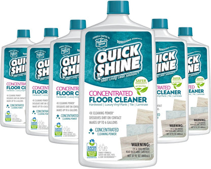 Quick Shine Multi Surface Concentrated Floor Cleaner 27oz, 6Pk | Use on Hardwood, Laminate, Luxury Vinyl Plank LVT, Tile & Stone | Dirt Dissolving & Powerful Cleaning | Each Bottle