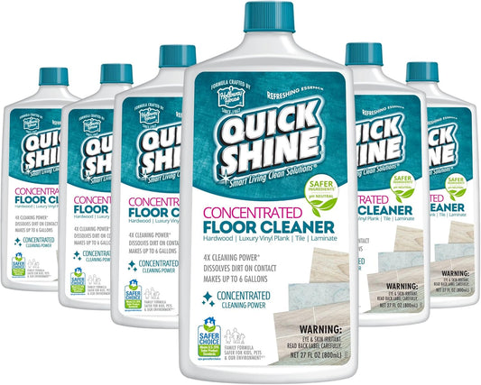 Quick Shine Multi Surface Concentrated Floor Cleaner 27oz, 6Pk | Use on Hardwood, Laminate, Luxury Vinyl Plank LVT, Tile & Stone | Dirt Dissolving & Powerful Cleaning | Each Bottle