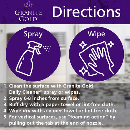 Granite Gold Polish Spray, Streak-Free Shine for Granite, Quartz, Marble, Travertine, Natural Stone Countertops, 24 Fl Oz (Pack of 1)