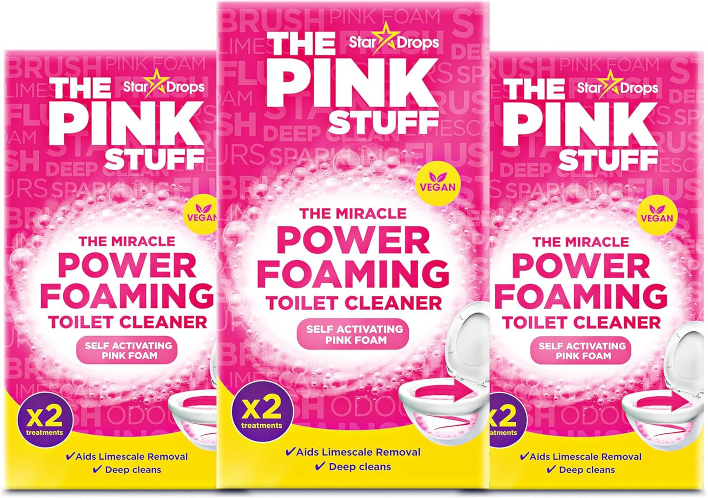 Stardrops - The Pink Stuff - The Miracle Power Foaming Toilet Cleaner - 2 Treatments - Self Activating Pink Foam Pack of 1 (7 Ounce)