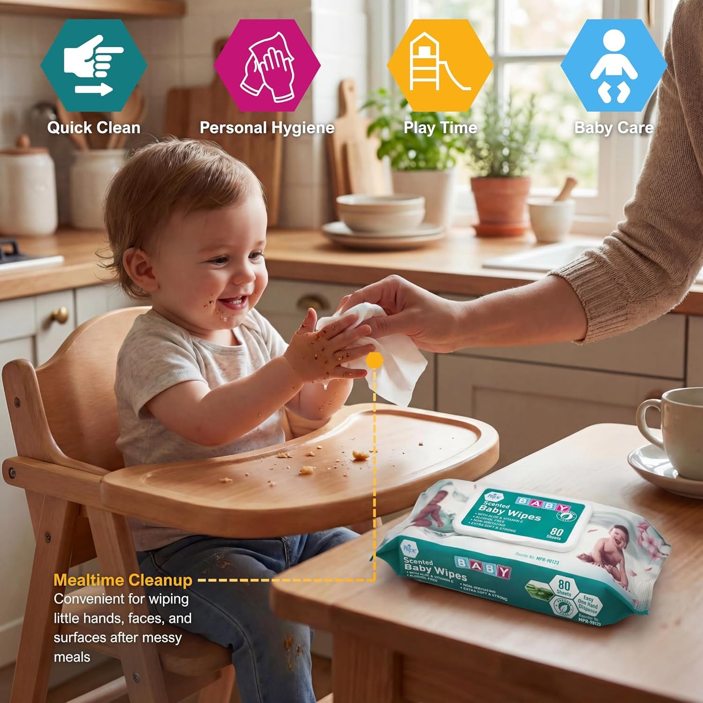 MED PRIDE Scented Baby Wipes, 24 Pack (80 Wipes Each), Aloe & Vitamin E, Alcohol Free, Paraben Free, Soft & Strong Baby Wet Wipes with Resealable Lid