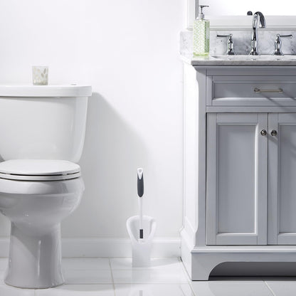 Clorox Covered Toilet Brush and Caddy with Splash Guard & Non-Skid Base, 2-Piece, White